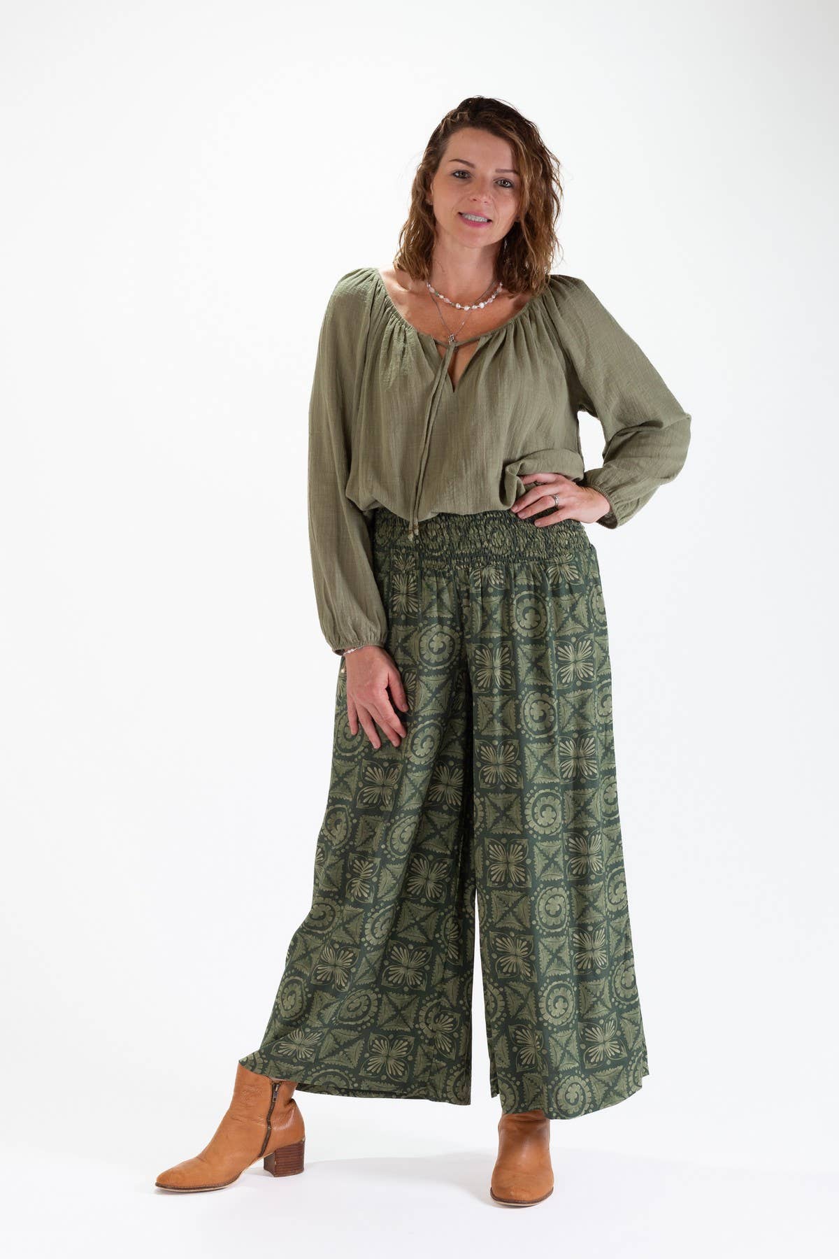 DOLLY WIDE LEGGED PANTS - GEOMETRIC PRINT