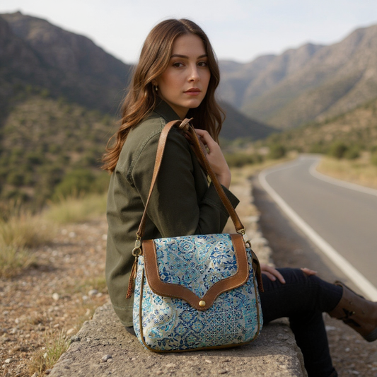 Canvas & Leather Gyrpo Small Crossbody Wrislet Bag