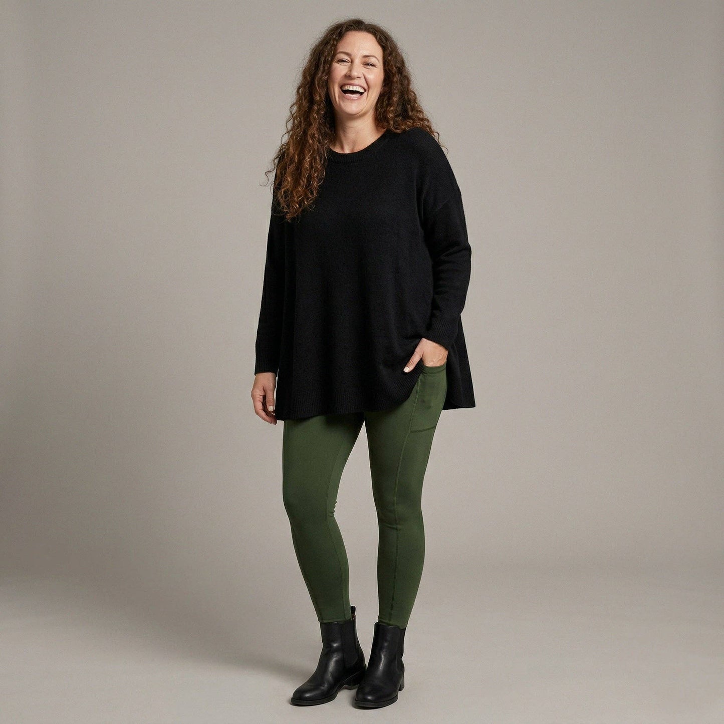 Green Fleece Pocket Leggings