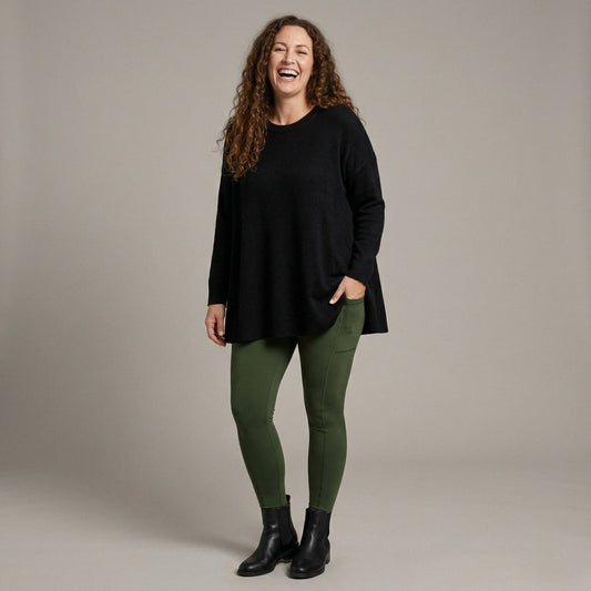 Green Fleece Pocket Leggings