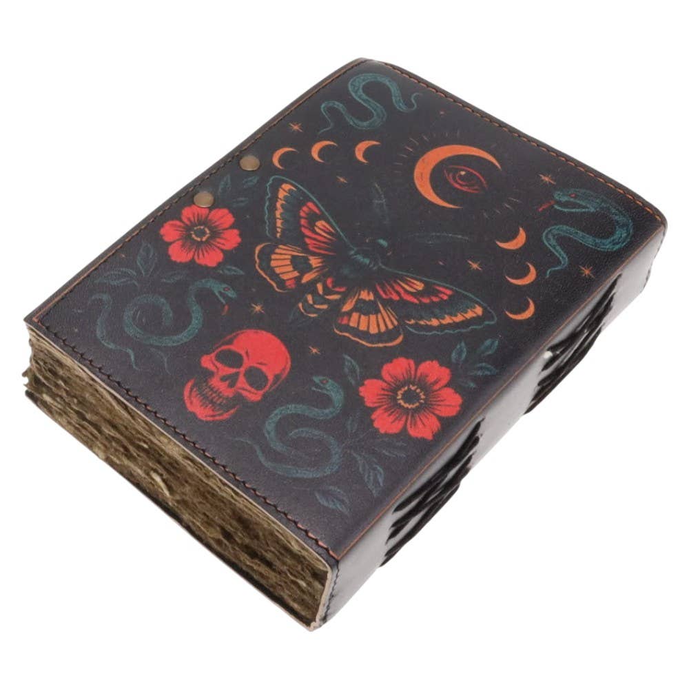 Luna Moth Butterfly Leather Journal 12.5cm x 17.5cm