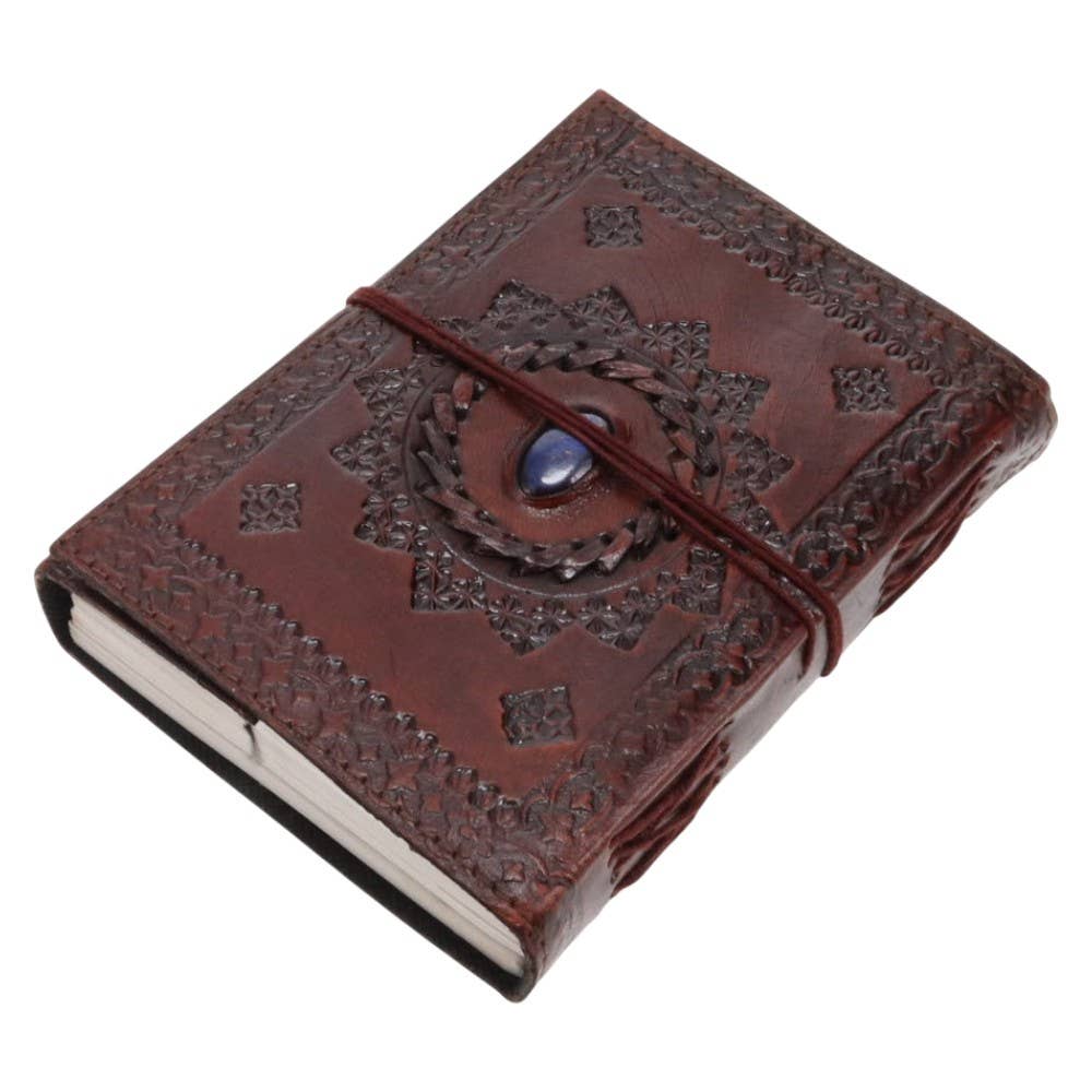 Stone Embossd Brown Leather Journal 13cm x 17cm