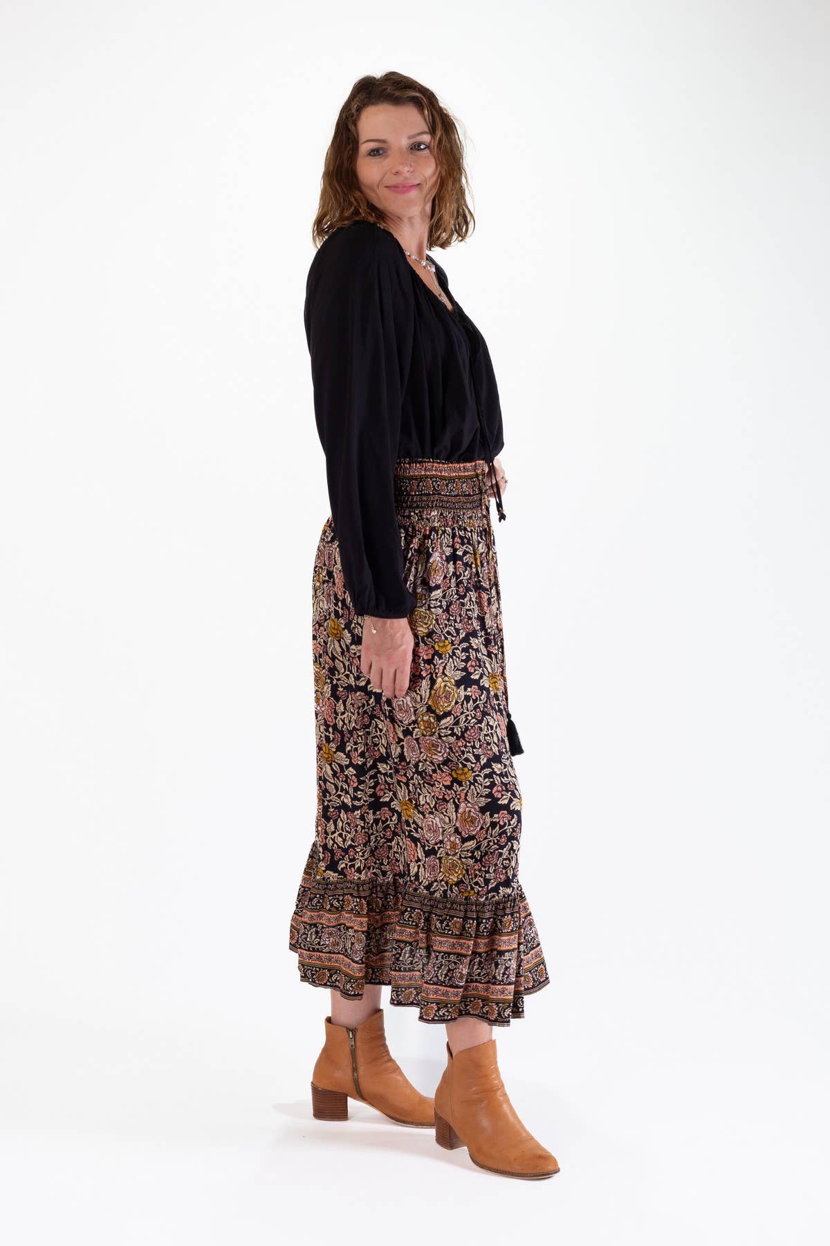 SHELLY BOHO GYPSY SKIRT - DESERT ROSE