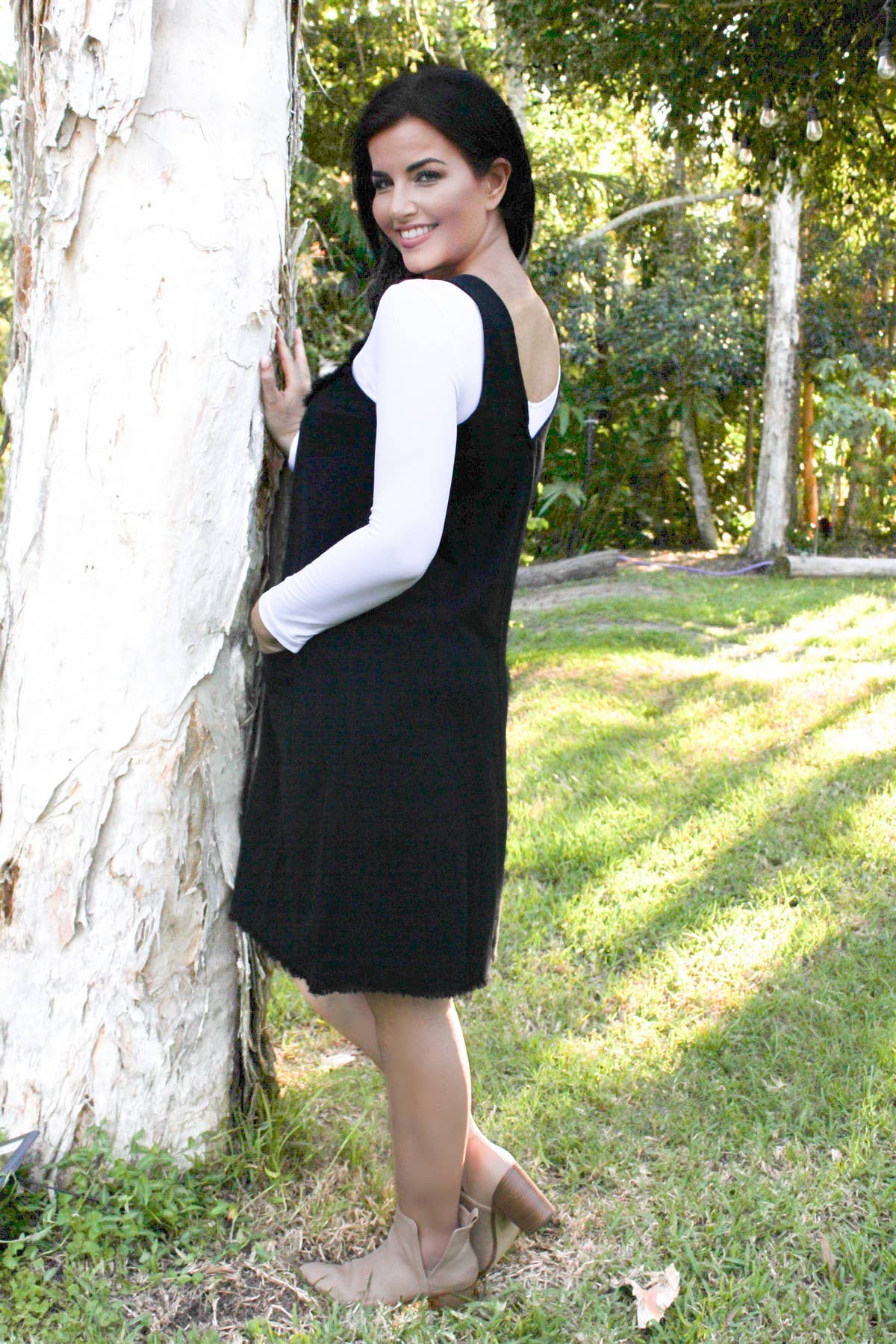GINA - MIDI PINAFORE DRESS - BLACK