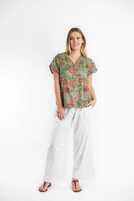 Capricorn Shirt In Olive Floral