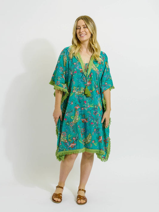 Bedarra Kaftan in Green Garden D281