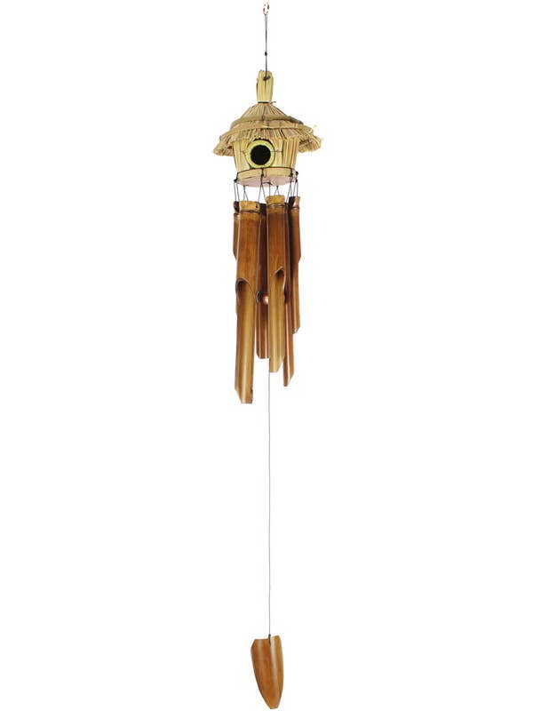 6 Tube Bamboo Hut Feeder Wind Chime