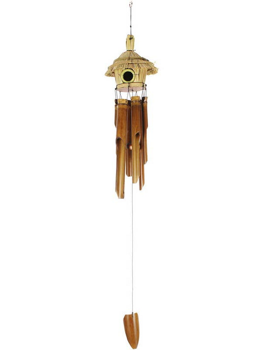 6 Tube Bamboo Hut Feeder Wind Chime