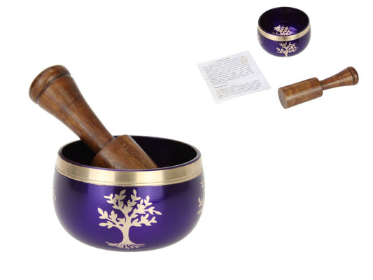 8cm Brass "Tree of Life" Purple Tibetan Singing Bowl