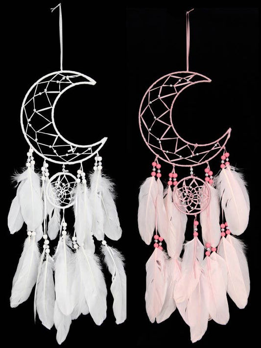 20cm Pink/White Half Moon Dream Catcher 2 Asstd