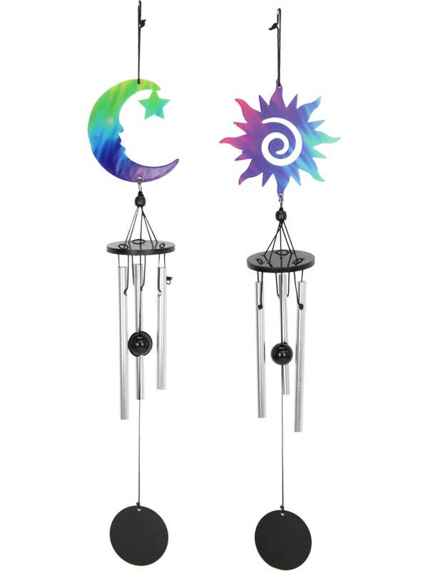 Metal Star and Moon Multi Coloured Wind Chimes 2 Asstd