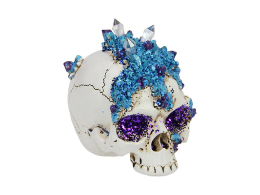 SKULL W/BLUE CRYSTALS